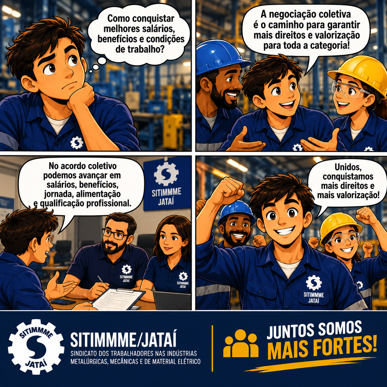Quadrinho: Negociação coletiva - SITIMMME/Jataí
