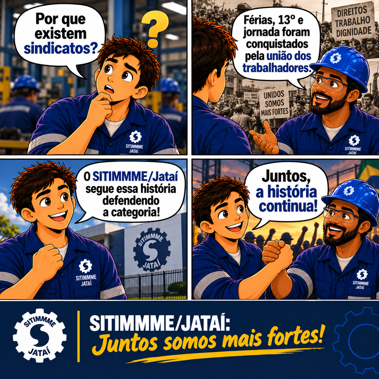 Quadrinho: História dos sindicatos - SITIMMME/Jataí