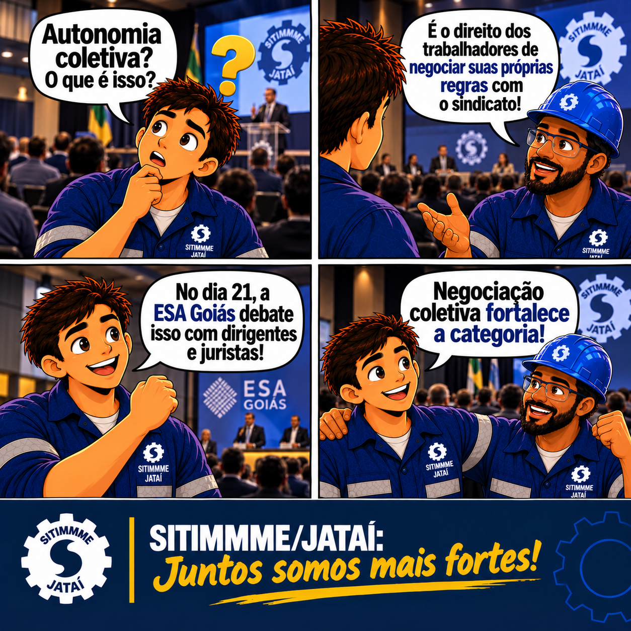 Quadrinho: Autonomia coletiva e sindicatos - SITIMMME/Jataí
