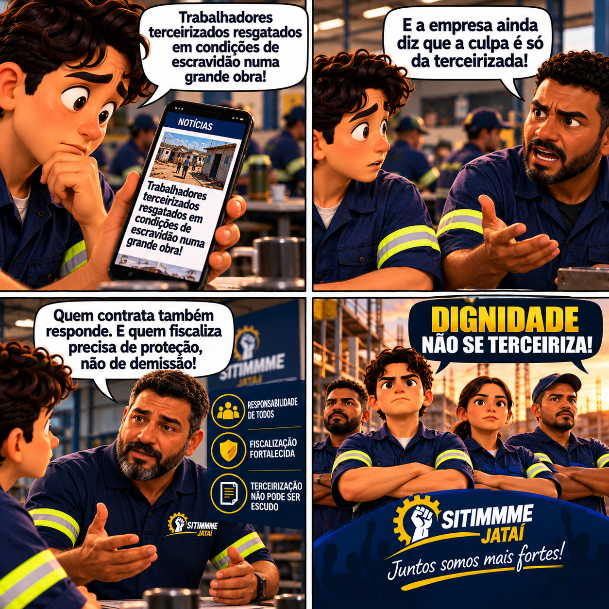 Quadrinho: Trabalho análogo à escravidão e fiscalização - SITIMMME/Jataí