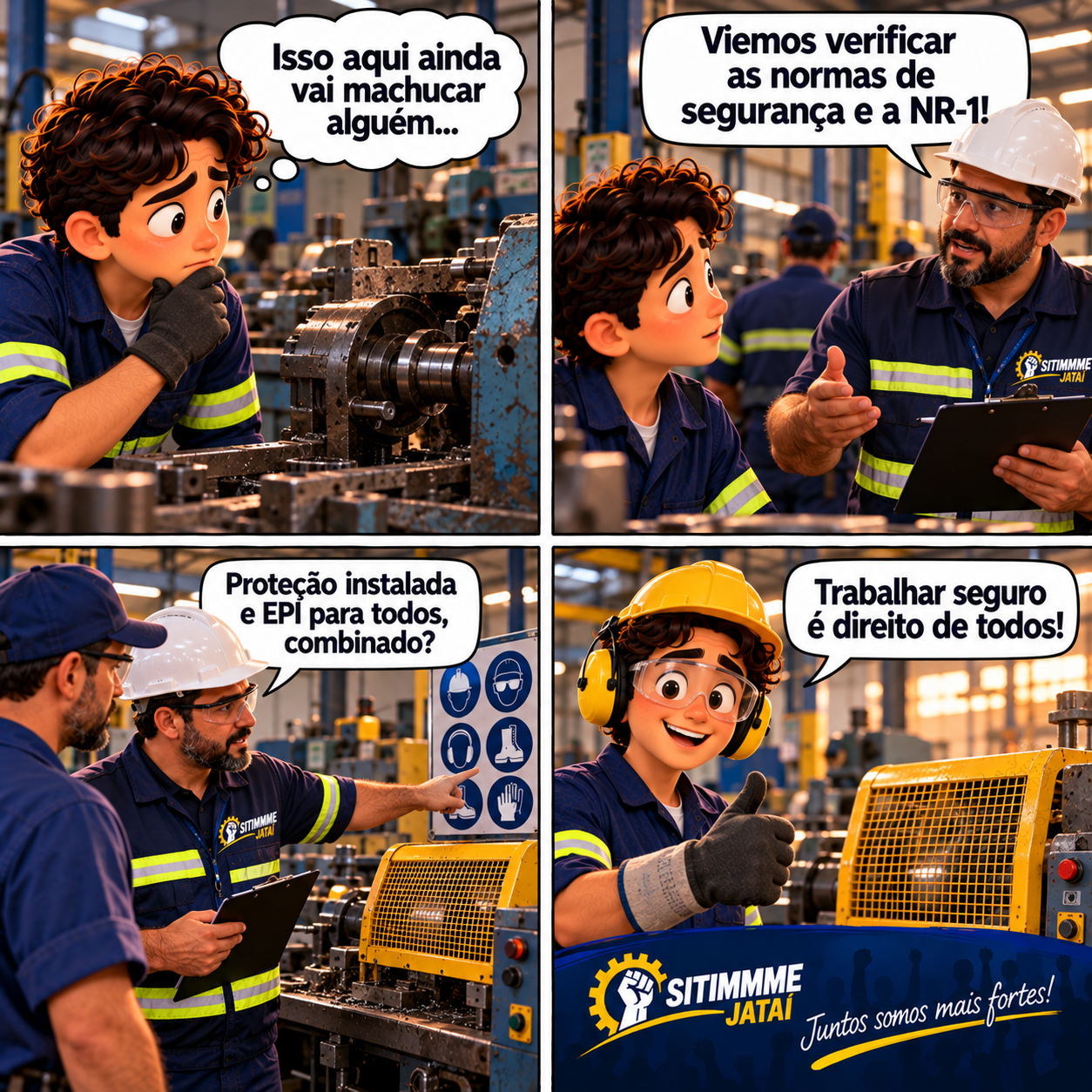 Quadrinho: Fiscalização de saúde e segurança nas empresas - SITIMMME/Jataí