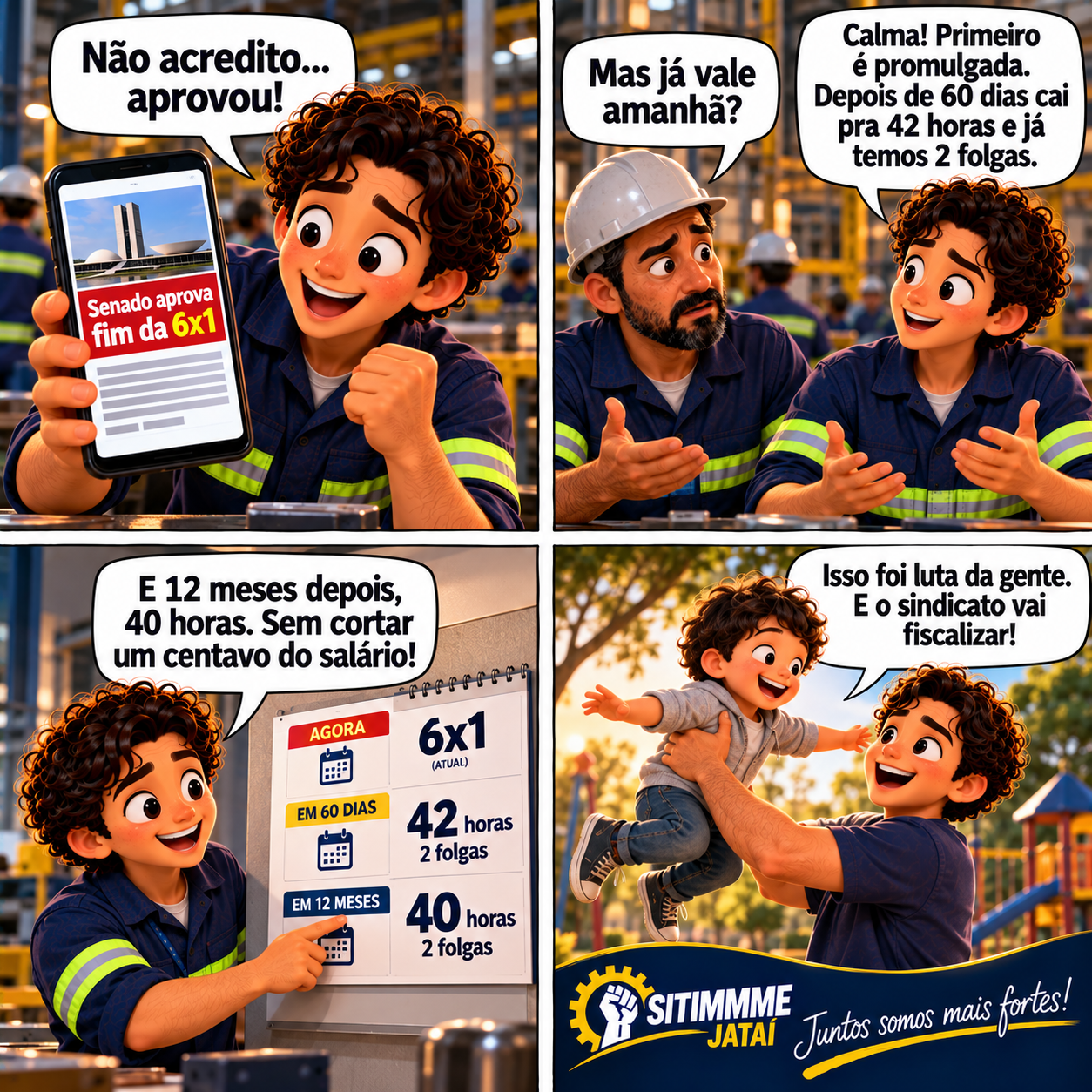 Quadrinho: Senado aprova fim da escala 6x1 - SITIMMME/Jataí