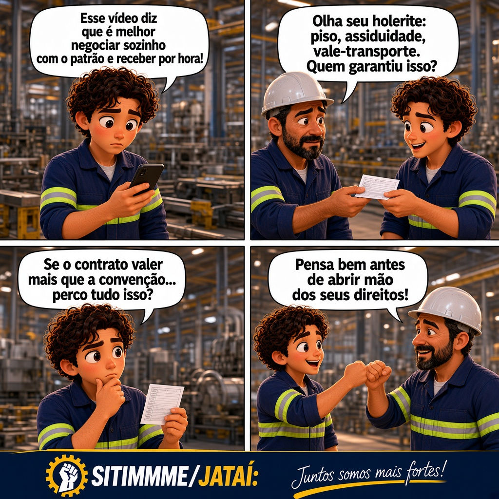Quadrinho: Seus direitos estão no holerite - SITIMMME/Jataí
